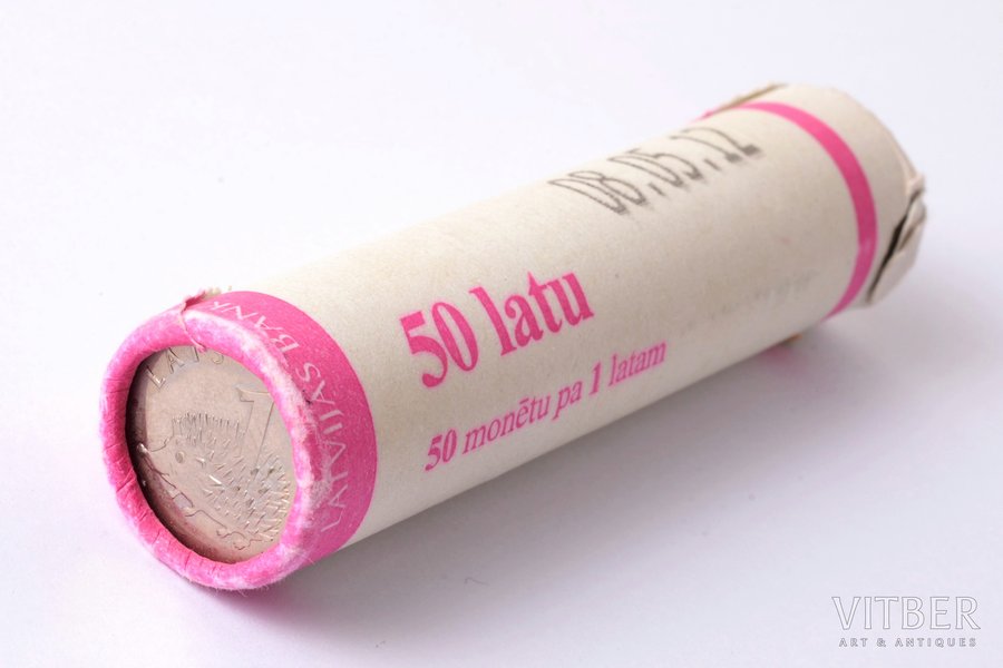 1 lat, 2012, Hedgehog, 50 coins in packaging (roll) of Bank of Latvia, copper, nickel, Latvia, 4.80 x 50 g, Ø 21.75 mm, UNC