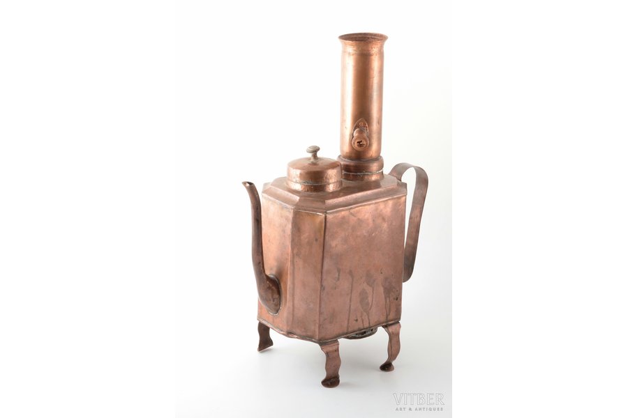 portable samovar, tombac, Russia, the 19th cent., weight 2300 g, height (with pipe) 45 cm