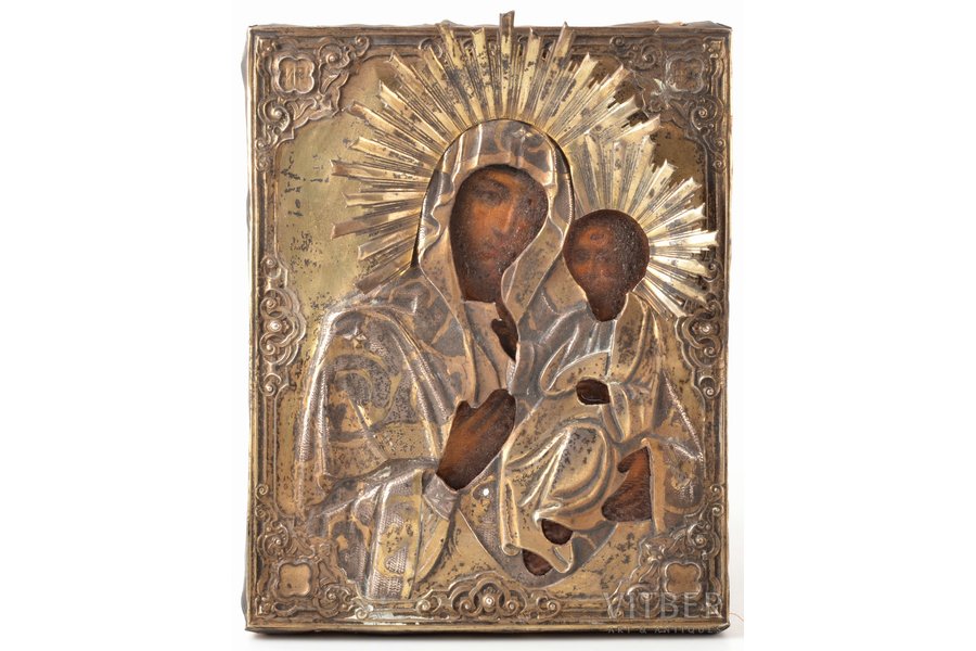icon, the Iveron Mother of God, board, silver, painting, guilding, 84 standard, Moscow, Russia, 1860, 17.7 x 14.2 x 1.5 cm