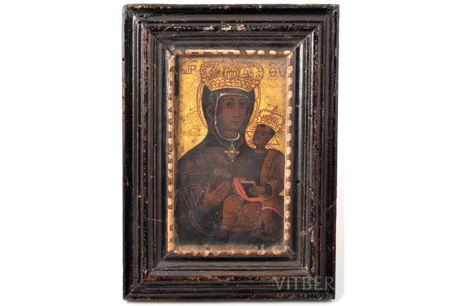 ikona, Dievmāte, gleznojums, zeltījums, papīrs(?), Krievijas impērija, 19. gs., 16.9 x 12.3 x 2.5 cm