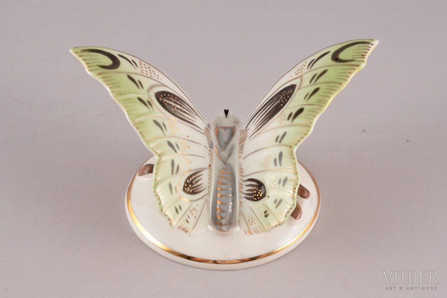 figurine, Butterfly, porcelain, Riga (Latvia), USSR, Riga porcelain factory, the 50ies of 20th cent., h 5.2 cm, first grade