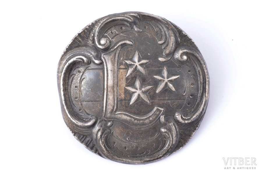 sakta, with the symbols of the Latvian Army, silver, 17.90 g., the item's dimensions Ø 6 cm, the 20-30ties of 20th cent., Latvia, missing pin