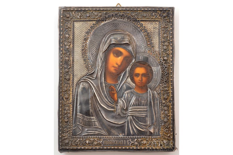icon, Kazan icon of the Mother of God, board, painting, silver oklad, 84 standard, Moscow, Russia, 1908-1917, 22.3 x 17.8 x 2.6 cm