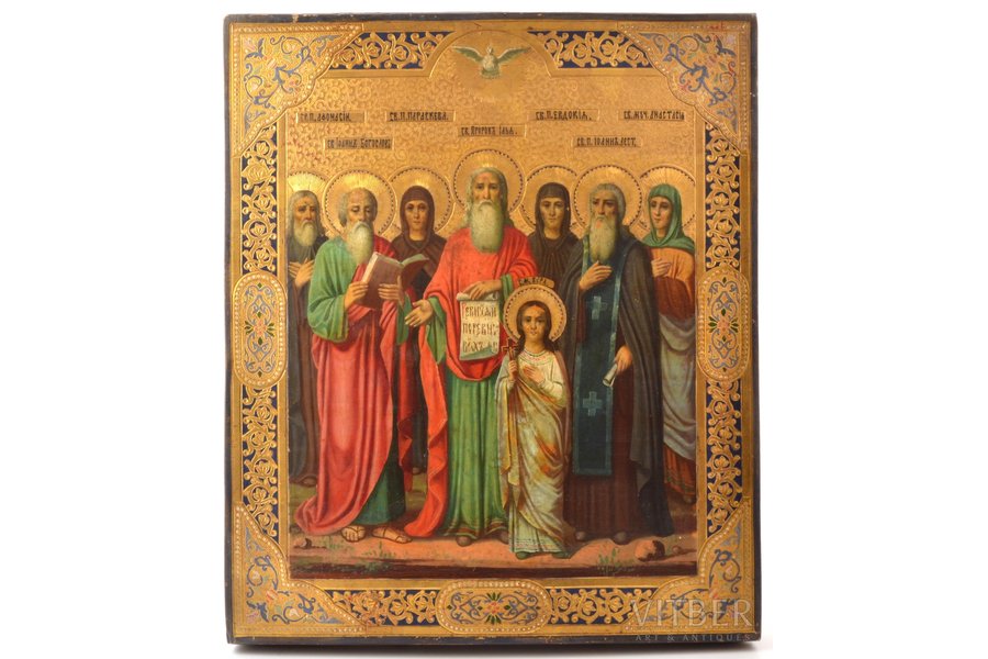 icon, Chosen saints, board, painting on gold, Russia, the 19th cent., 30.9 x 26.5 x 2.7 cm