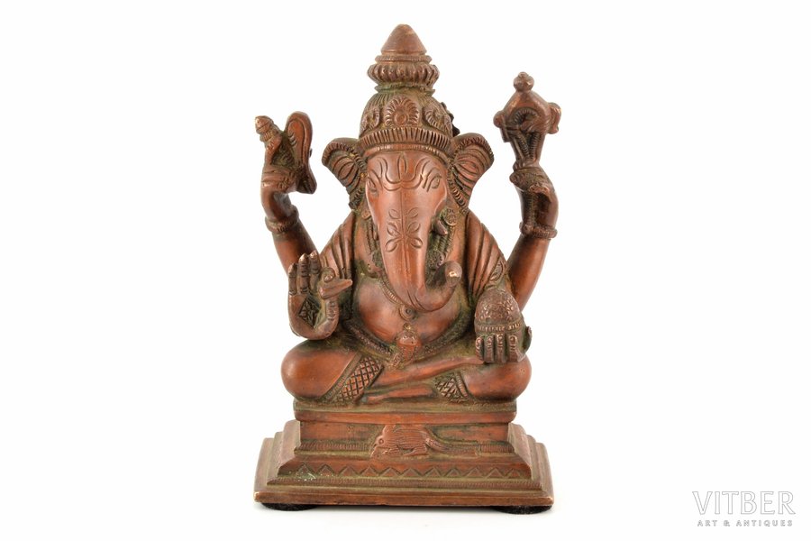 figurine, "Ganesha", bronze, h 15 cm, weight 1399 g., the border of the 19th and the 20th centuries