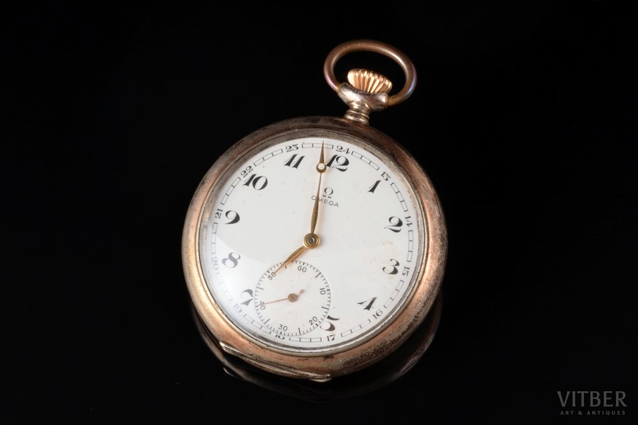pocket watch, "Omega", Switzerland, Germany, silver, 800 standart, 99.40 g, 6.2 x 5.2 cm, Ø 52 mm, mechanism in working order