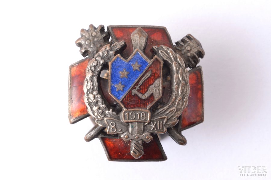 miniature badge - replica, Cēsis company, Latvia, 20 x 19.5 mm, minor enamel defect