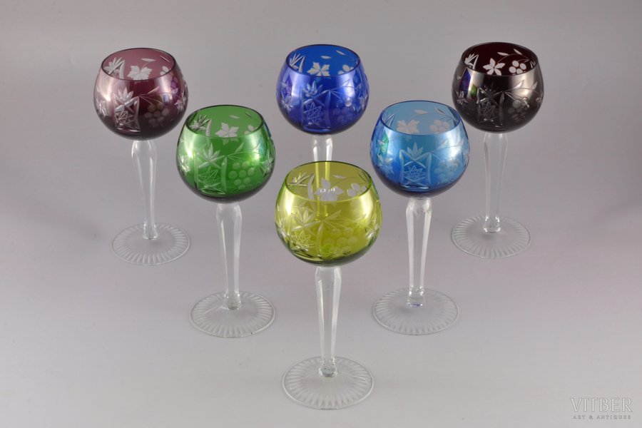 set of 6 champagne glasses, the 20th cent., h 18.6 cm