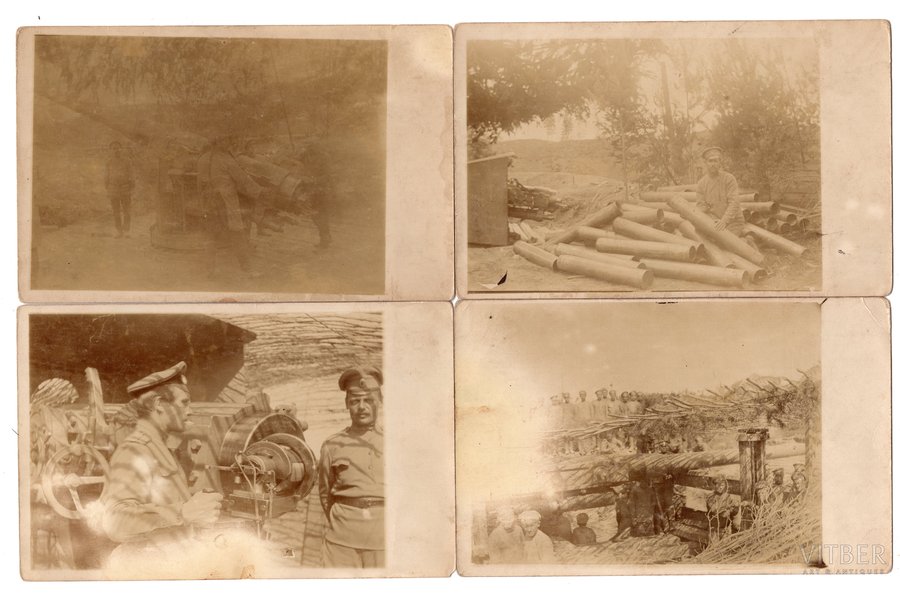 photography, 4 pcs., artillery, gun KANE, Russia, beginning of 20th cent., 14х8.8 cm