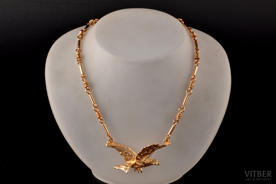 ожерелье, "Орел", золото, 585 проба, 33.78 г., бриллиант, длина изделия 47 см