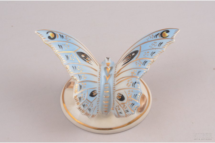 figurine, Butterfly, porcelain, Riga (Latvia), USSR, Riga porcelain factory, the 50ies of 20th cent., h 5.2 cm, top grade