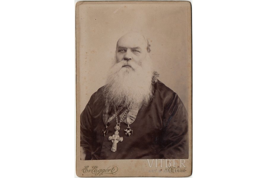photography, Andrey Ivanovich Kanger (1839-1909), archpriest, rector of the Ascension Church in Riga (1879-1909), Latvia, Russia, beginning of 20th cent., 16.5x10.9 cm