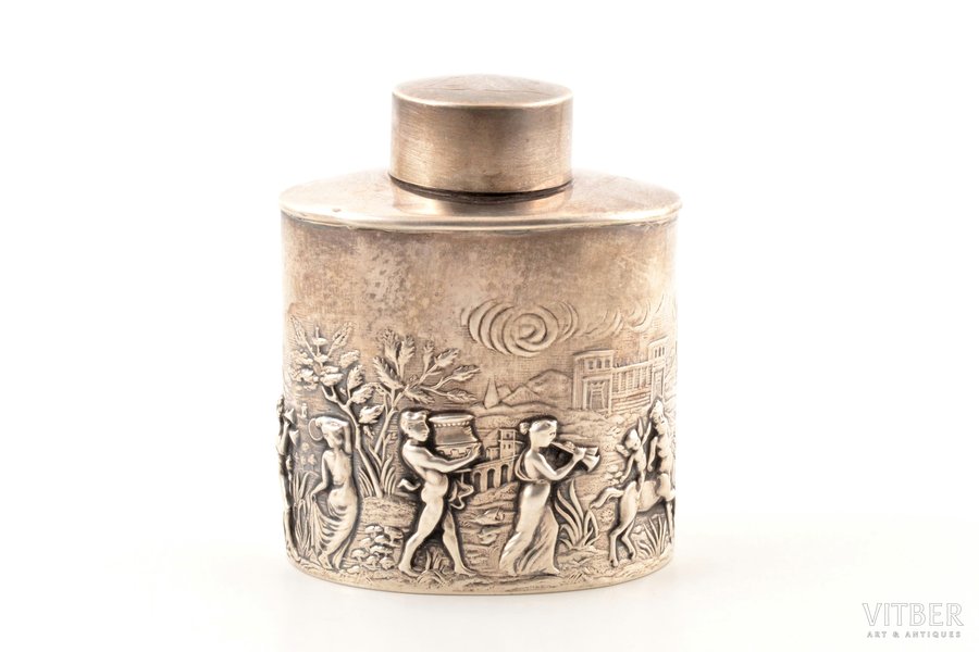 flask, silver, 925 standard, 120.15 g, h 10.1 cm, George Nathan & Ridley Hayes, Chester, Great Britain, minor dents