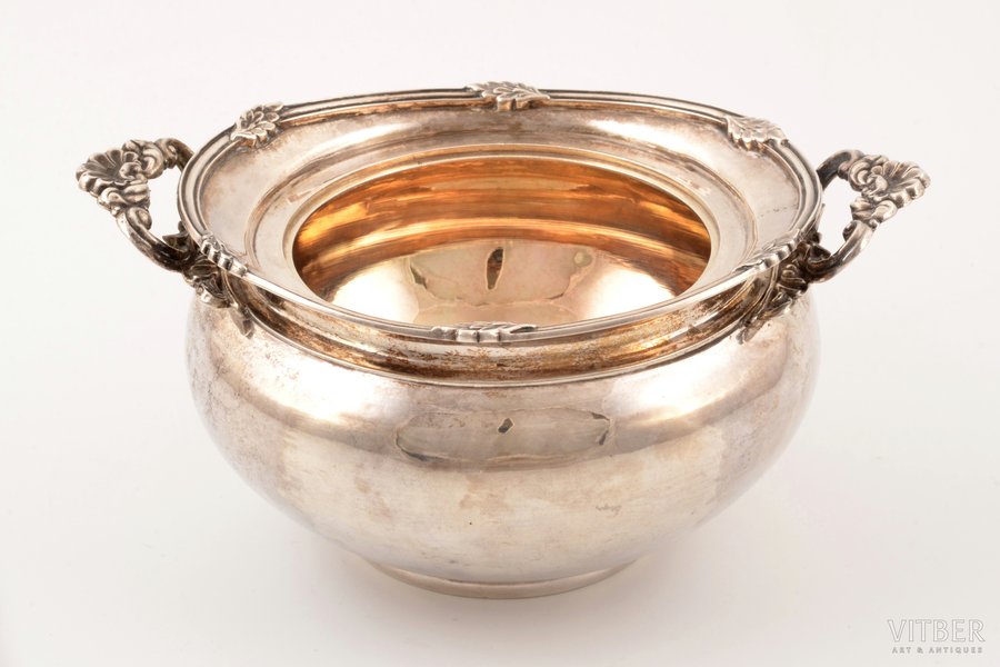 sugar-bowl, silver, 84 standard, 407.6 g, gilding, 13.2 x 17.5 / h 8 cm, by Yakov Wiberg, 1836, Moscow, Russia, missing lid