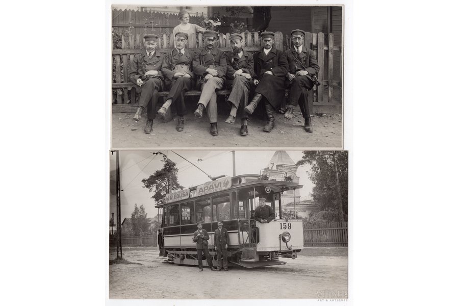 фотография, 2 шт., Рига, трамвай, Латвия, 20-30е годы 20-го века, 13.5х8.5 см