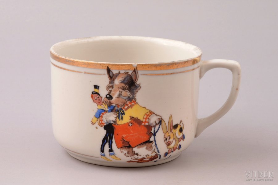 children's cup, porcelain, Rīga porcelain factory, Riga (Latvia), USSR, the 50ies of 20th cent., h 5.7 cm, second grade, micro chip on the edge