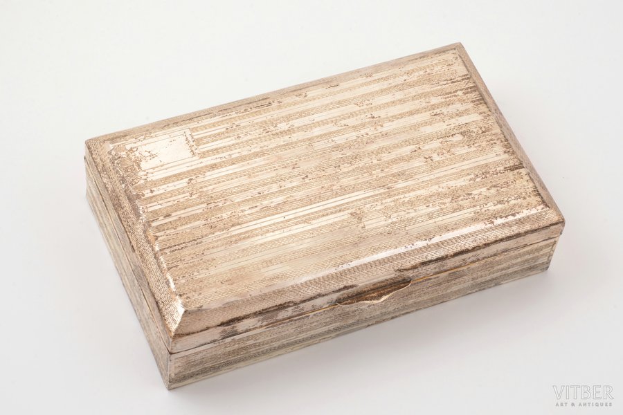 humidor, silver, 900 standard, total weight of item 571.80 g, wood, h 4.5 x 18.6 x 11.2 cm, Egypt