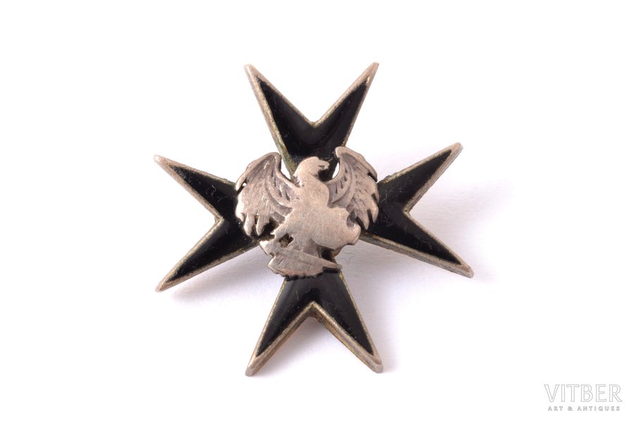 miniature badge, Order of the Cross of the Eagle, Estonia, 20-30ies of 20th cent., 19 x 19 mm, missing nut, shortened screw