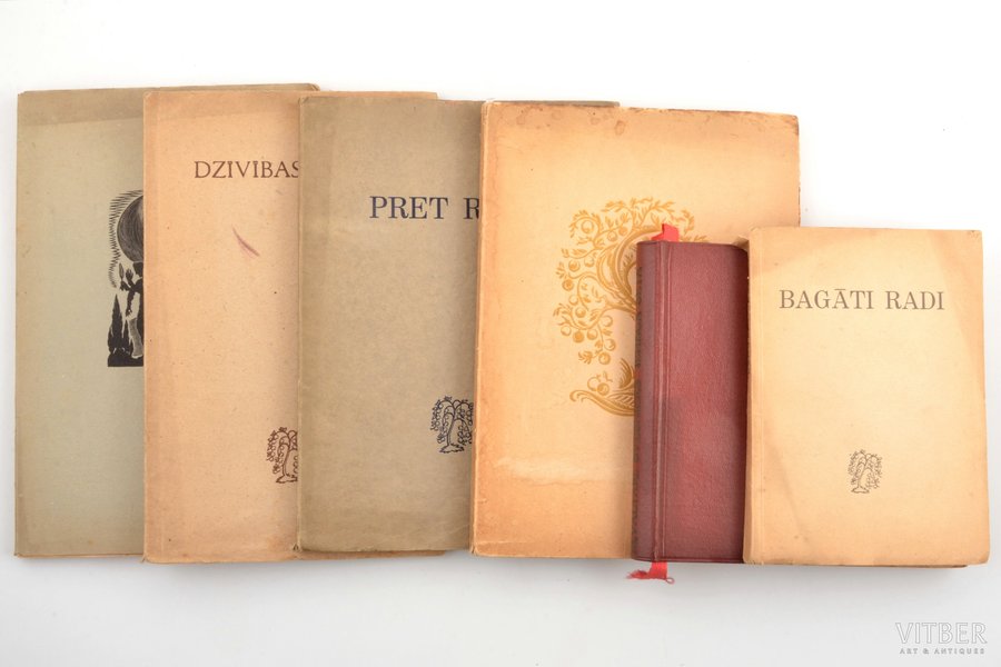 комплект из 6 книг, 1941-1944 г., Zelta ābele, 123, 216, 106, 102, 110, 93 стр., иллюстрации на отдельных страницах, иллюстрации J. Kalmīte, A. Mazītis, J. Plēpis