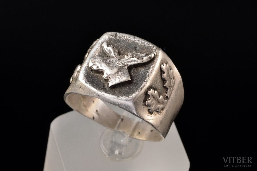 кольцо, "Лось", серебро, 875 проба, 11.10 г., размер кольца 20.75