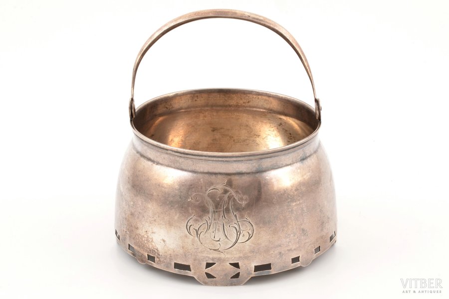 sugar-bowl, silver, 84 standard, 216.5 g, Ø 12.1 cm, h (with handle) 12.5 cm, Vasily Rukavishnikov, 1908-1917, Moscow, Russia