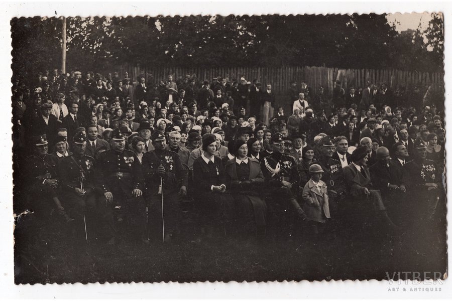 photography, Aizsargi, solemn event, Ludza, Latvia, 20-30ties of 20th cent., 14х8.8 cm