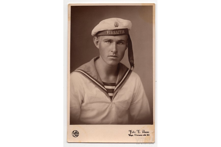 фотография, Латвийская армия, моряк, Латвия, 20-30е годы 20-го века, 13.8х8.6 см