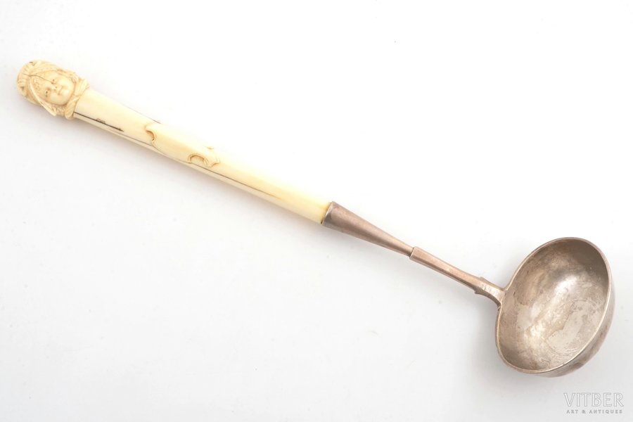 ladle, silver/ivory, 84 standard, total weight of item 271.6 g, 42 cm, 1861, Moscow, Russia
