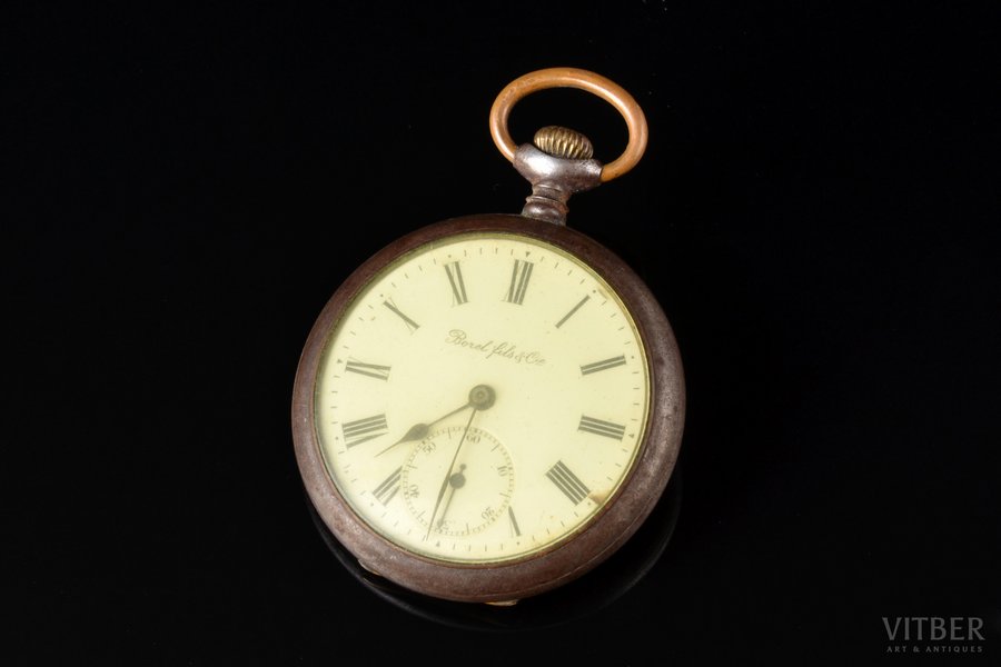 kabatas pulkstenis, "Borel Fils & Cie", izgatavots Krievijas impērijai, Šveice, 20. gs. sākums, metāls, 73.30 g, 6.2 x 5 cm, Ø 50 mm