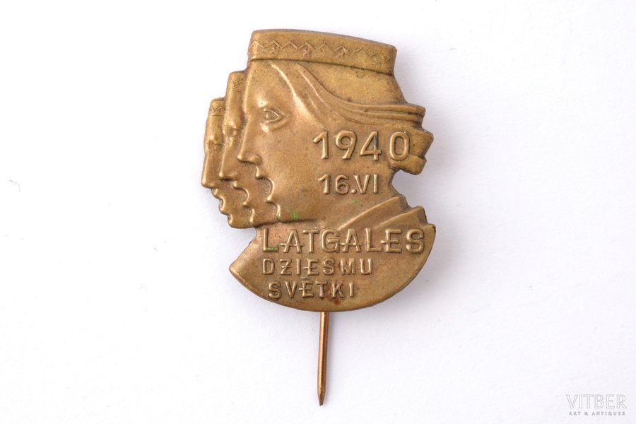 badge, Latgale song feast, Latvia, 1940, 31 (41) x 25.5 mm