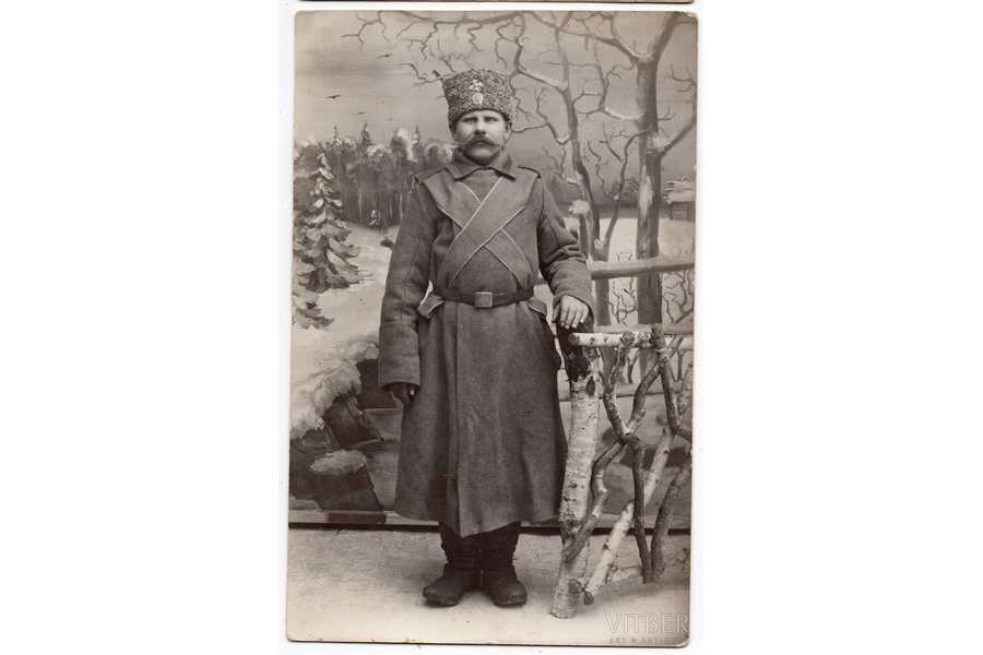 photography, Imperial Russian Army, Russo-Japanese War, portrait of Indrikis Berzins, Latvia, Russia, beginning of 20th cent., 14х9 cm