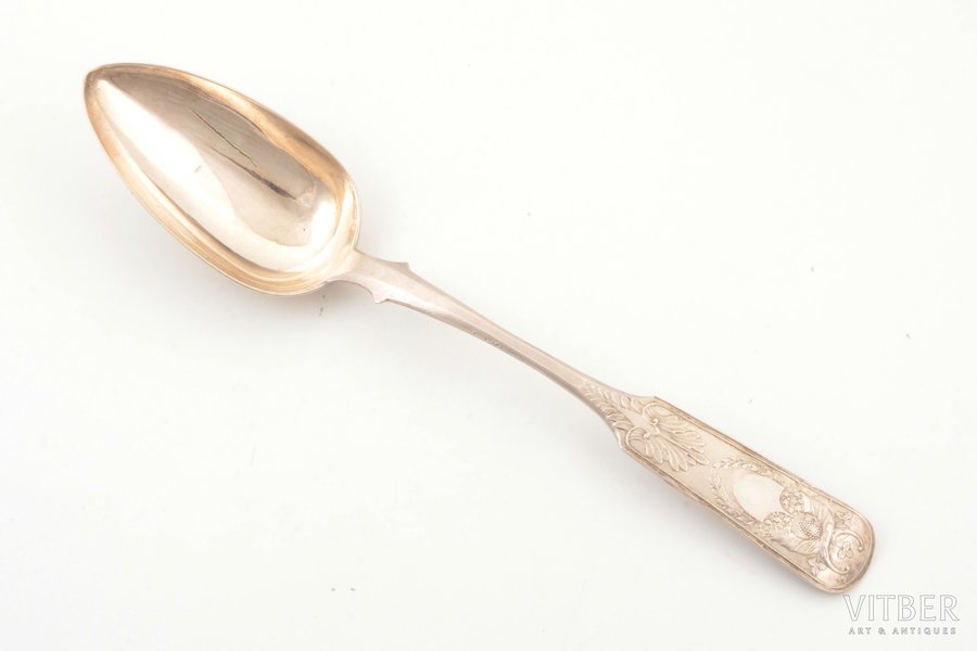 serving spoon (large size), silver, 84 standard, 155.70 g, 30.5 cm, by Yefim Sidorov, 1833, St. Petersburg, Russia