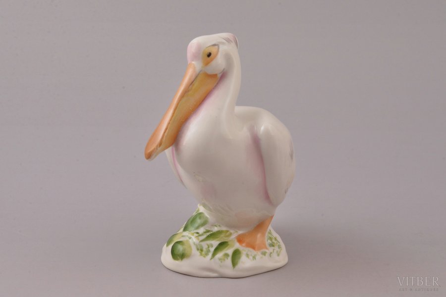 figurine, Pelican, porcelain, Riga (Latvia), USSR, Riga porcelain factory, the 60ies of 20th cent., 10.4 cm, top grade