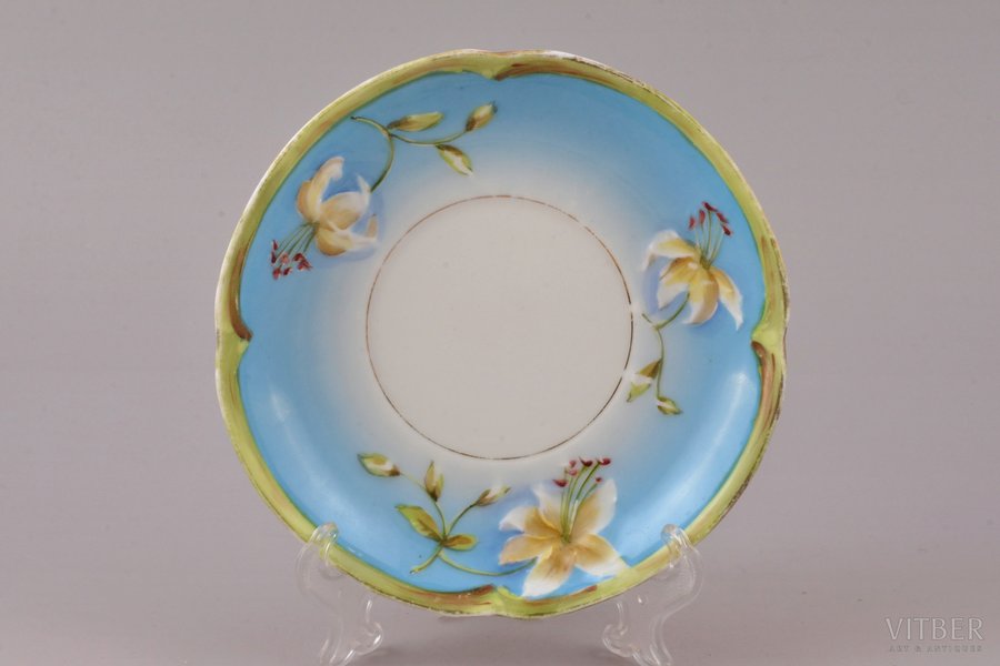 cup plate, porcelain, Gardner porcelain factory, Russia, the beginning of the 20th cent., Ø 14.4 cm
