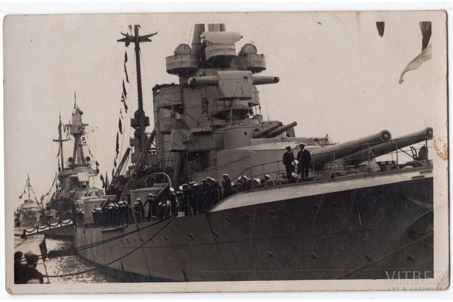 фотография, Рига, визит военных кораблей, Латвия, 20-30е годы 20-го века, 14х8.8 см