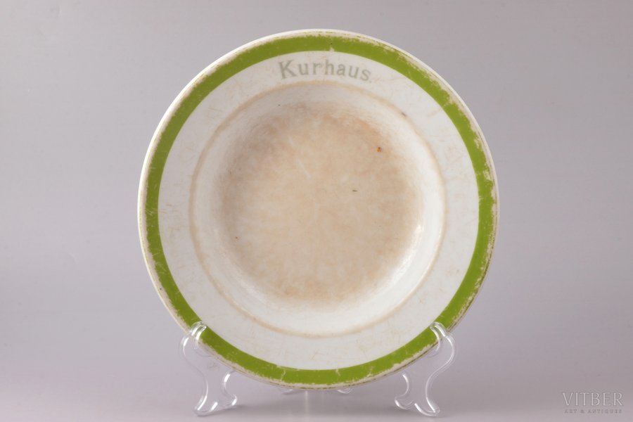 zupas šķīvis, "Kurhaus", porcelāns, M.S. Kuzņecova rūpnīca, Rīga (Latvija), Krievijas impērija, 1890-1910 g., Ø 23.7 cm