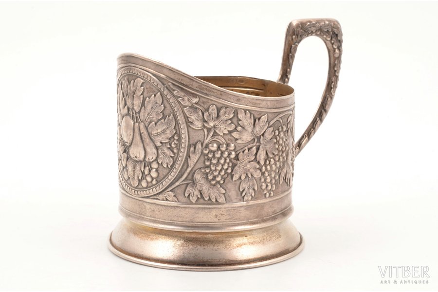 tea glass-holder, silver, 875 standard, 98.50 g, h (with handle) 8.6 cm, Ø (inside) 6.9 cm, "Moscow Jeweller" artel, 1927-1946, Moscow, USSR