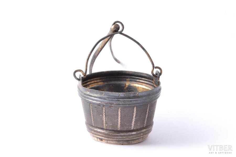 tea strainer, silver, "Bucket", 84 standard, 18.60 g, Ø 4 cm, h (with handle) 5.4 cm, 1880-1890, Riga, Latvia, Russia