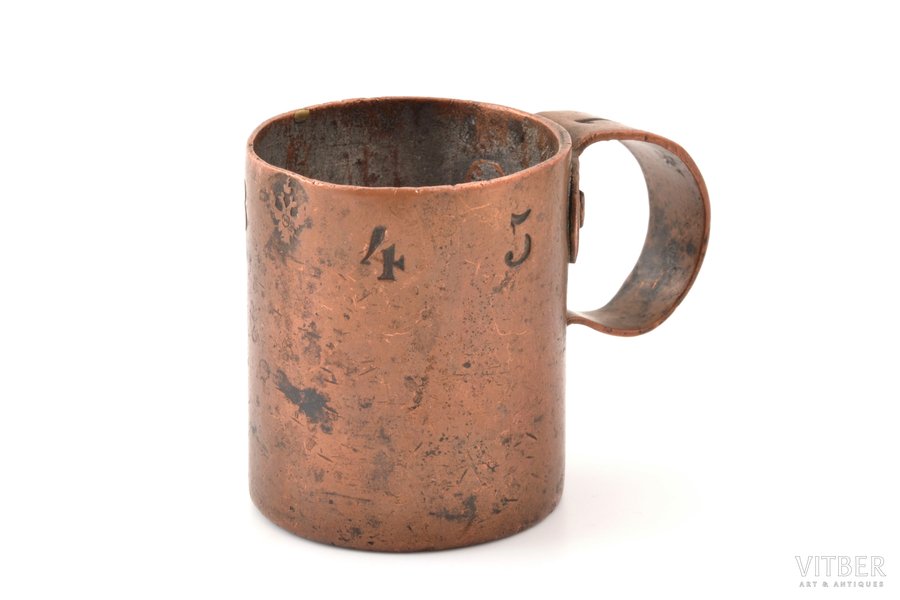 мерная чаша, Мастерская CGH, объем 1/200 ведра, медь, Российская империя, 1845 г., h 5 см, вес 113.8 г