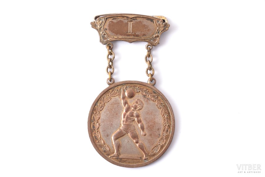 award, weightlifting, competition in Kurzeme, lightweight category, silver, Latvia, 1935, Ø 40.7 mm