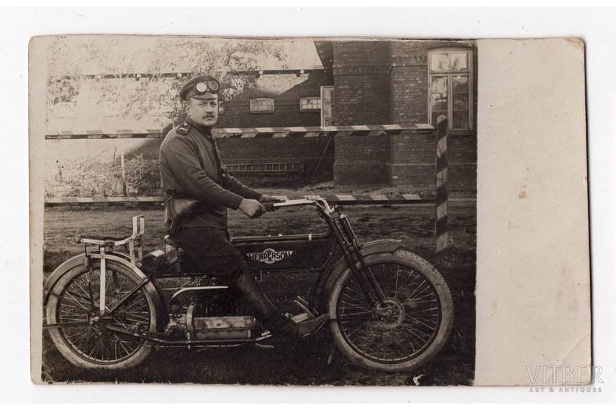 fotogrāfija, Krievijas Impērijas armija, motocikls, Krievijas impērija, 20. gs. sākums, 13.3x8.3 cm