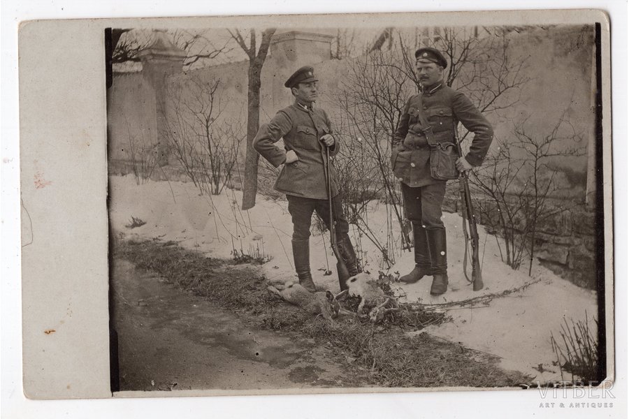 фотография, Латвийская армия, охотники, Латвия, 20-30е годы 20-го века, 13.8х8.8 см