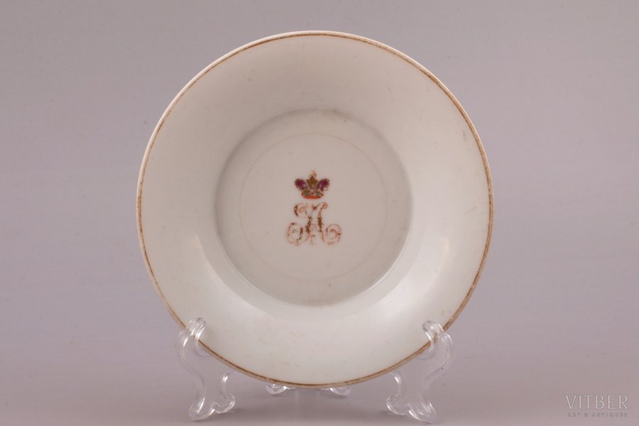 apakštasīte, Nikolaja II monogramma, porcelāns, Impērijas Porcelāna Rūpnīca, Krievijas impērija, 1901 g., Ø 13.8 cm
