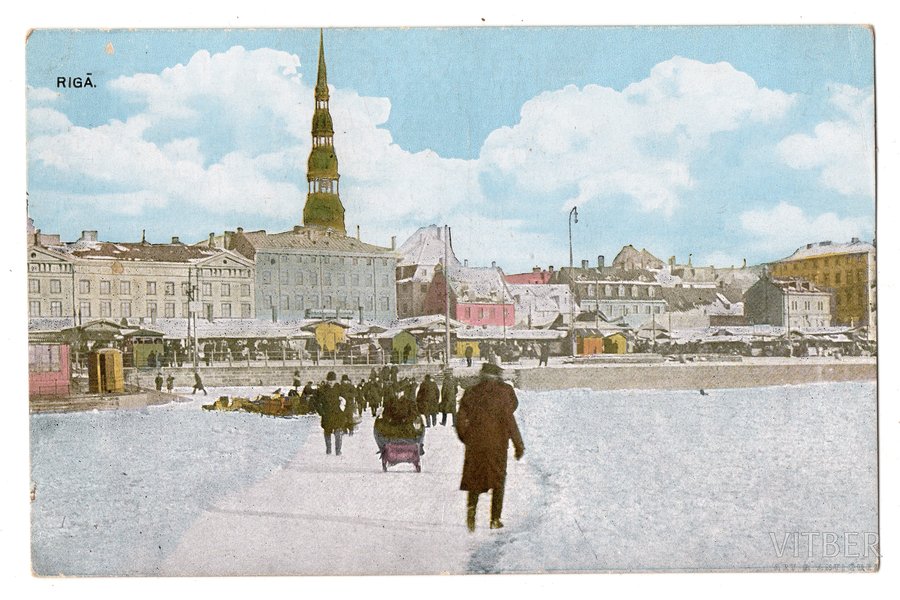 открытка, Рига, набережная Даугавы, Латвия, Российская империя, начало 20-го века, 14х9 см