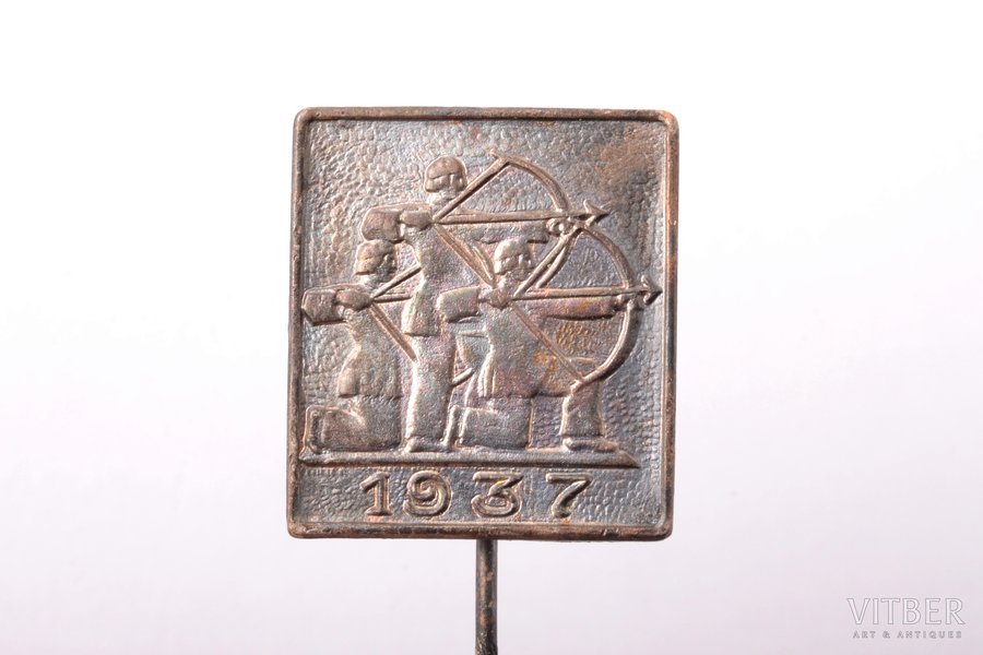 badge, World Shooting Championships in Helsinki, Finland, 1937, 20 x 18 mm