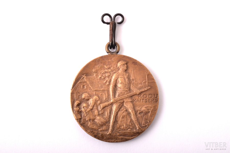 медаль, Освободительная война Эстонии, Эстония, 1920 г., 32.4 x 28.1 мм, "VMT Roman Tavast", оригинальное крепление