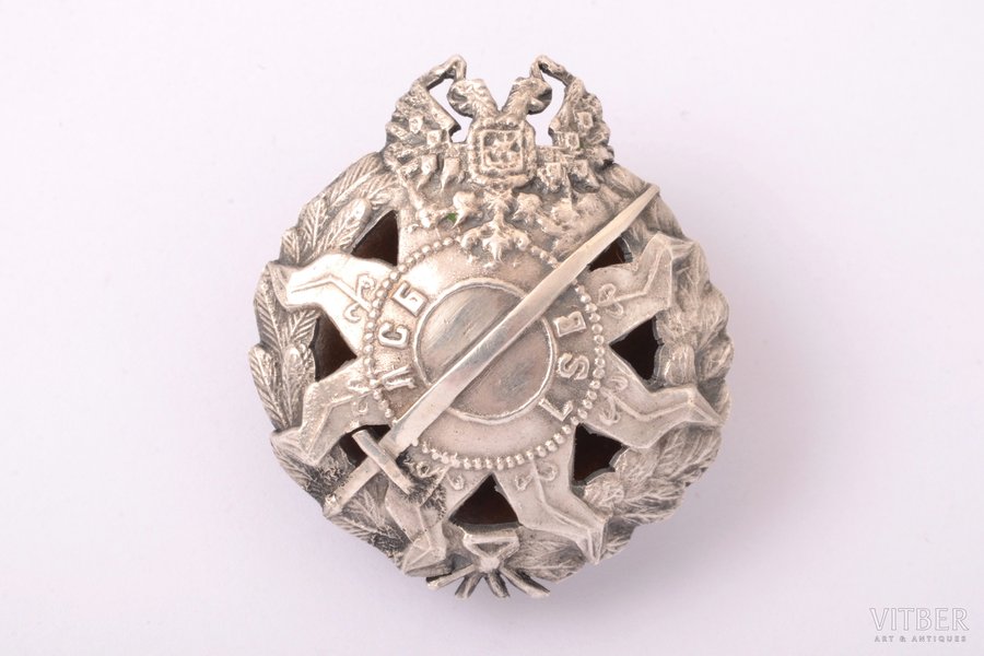 badge, Latvian Riflemen battalion, LSB, Latvia, Russia, beginning of 20th cent., 42 x 37 mm, crown on the eagle is missing