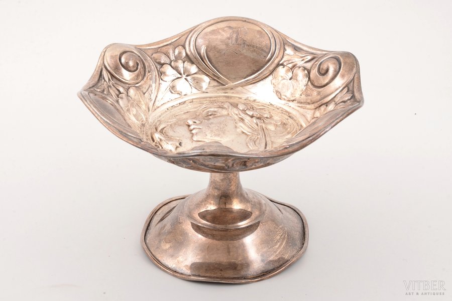 candy-bowl, silver, Art Nouveau, 925 standard, 224.95 g, h 11.3 /Ø 17 cm