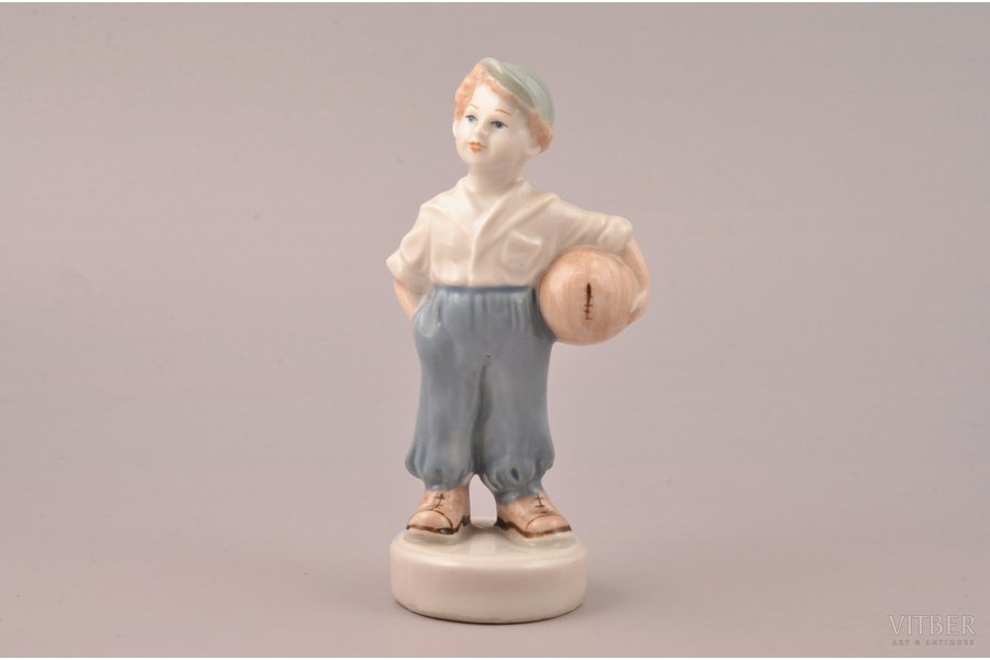 figurine, The young football player, porcelain, Riga (Latvia), USSR, Riga porcelain factory, molder - Zina Ulste, the 50ies of 20th cent., 12.4 cm, first grade