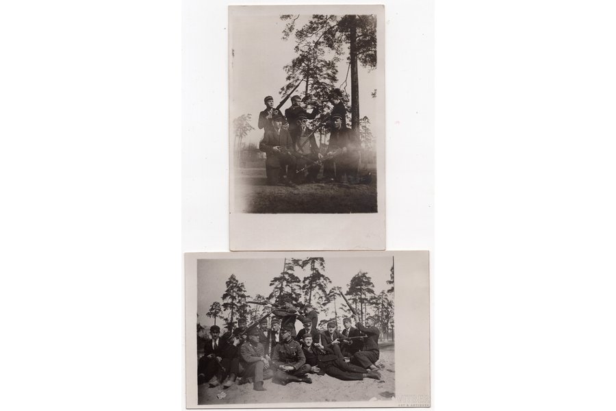 фотография, 2 шт., Латвийская армия, студенты, 20-30е годы 20-го века, 14х8.8 см